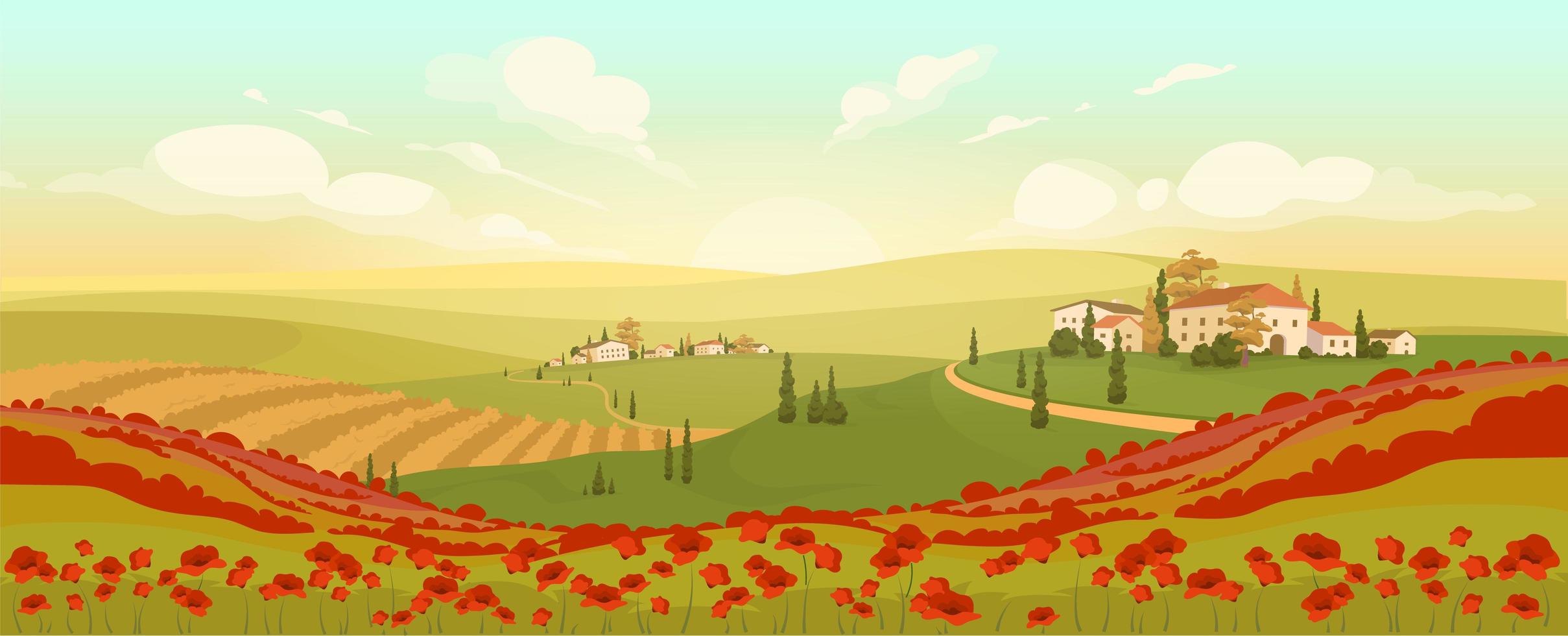 Classic Tuscan scenery vector