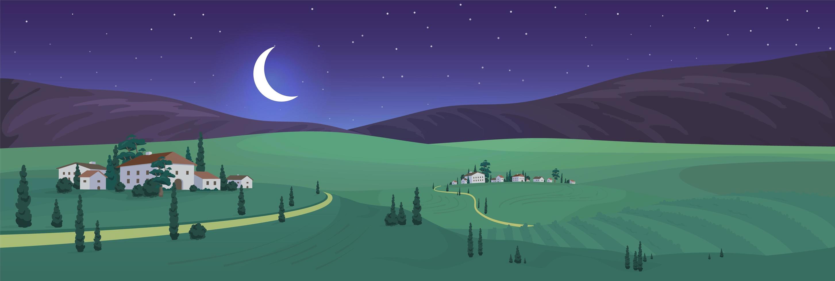 vista nocturna del antiguo pueblo italiano vector