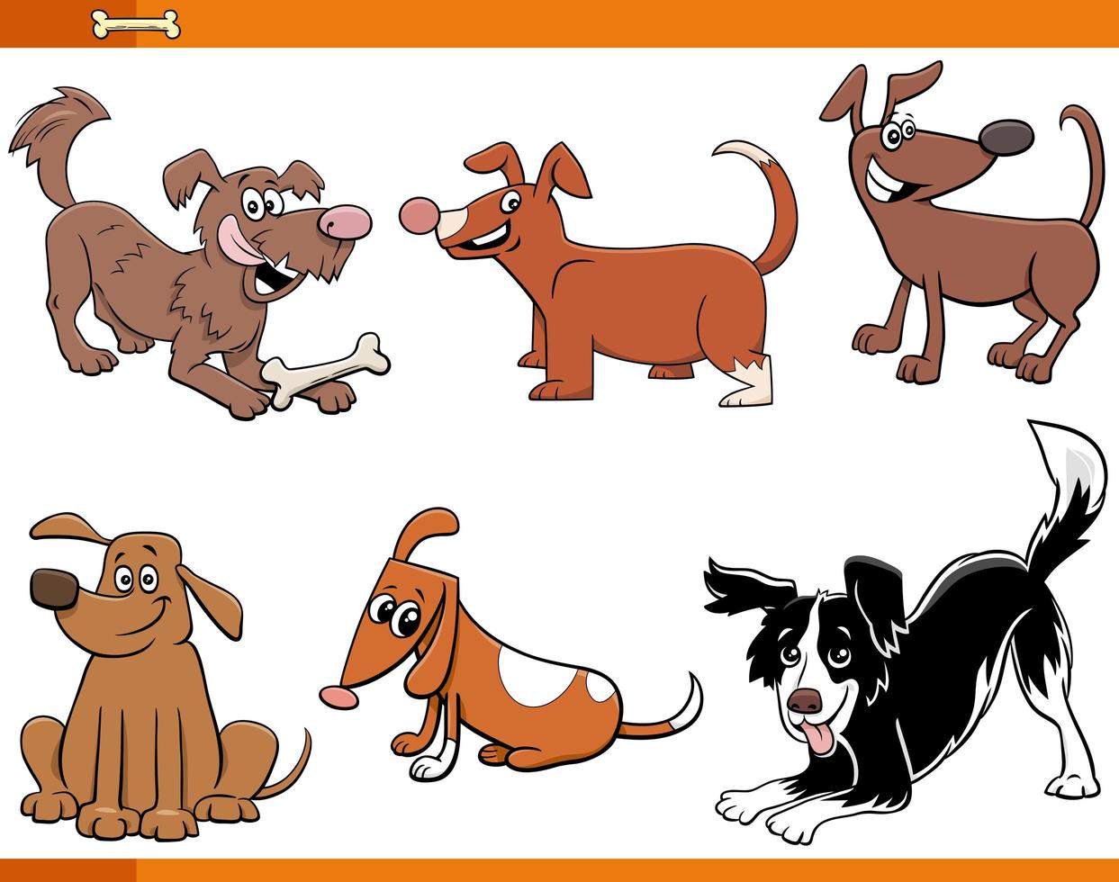 Dogs and puppies funny animal characters set vector