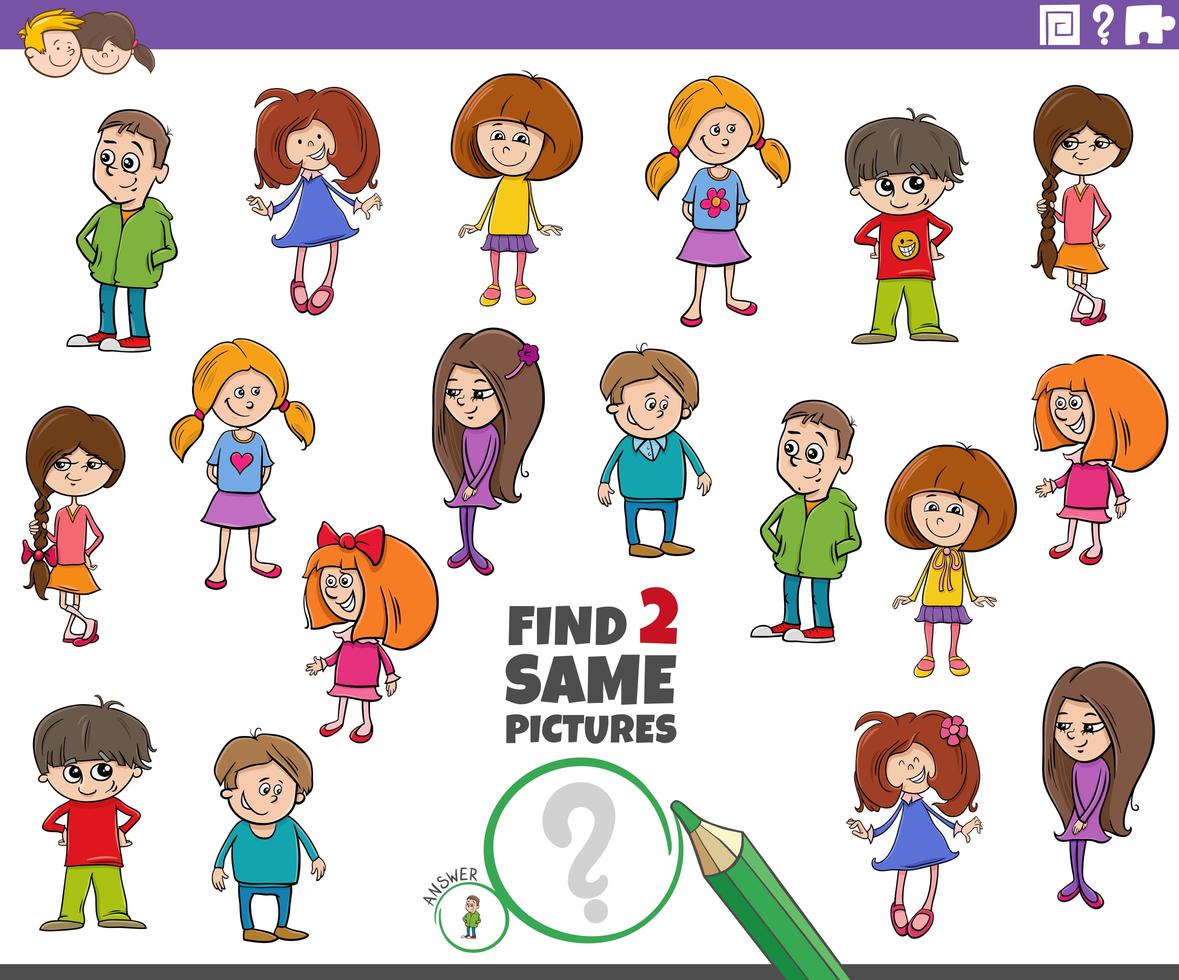 Find two same kid characters task vector