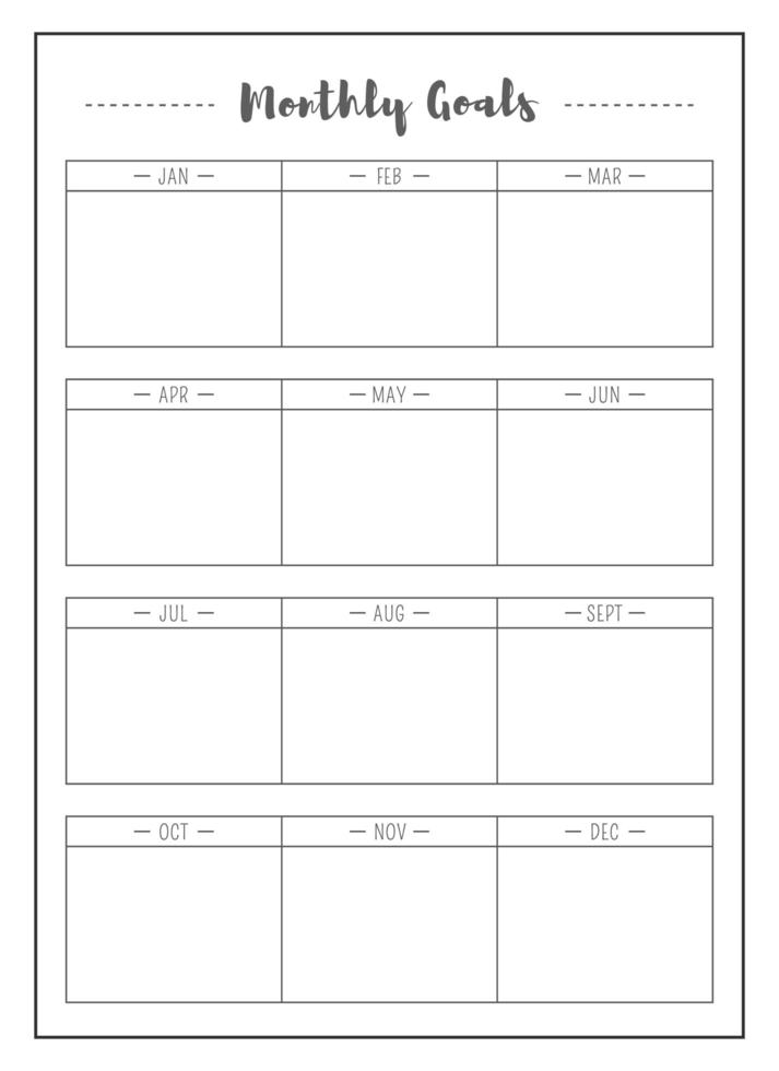 Month task minimalist planner page design vector