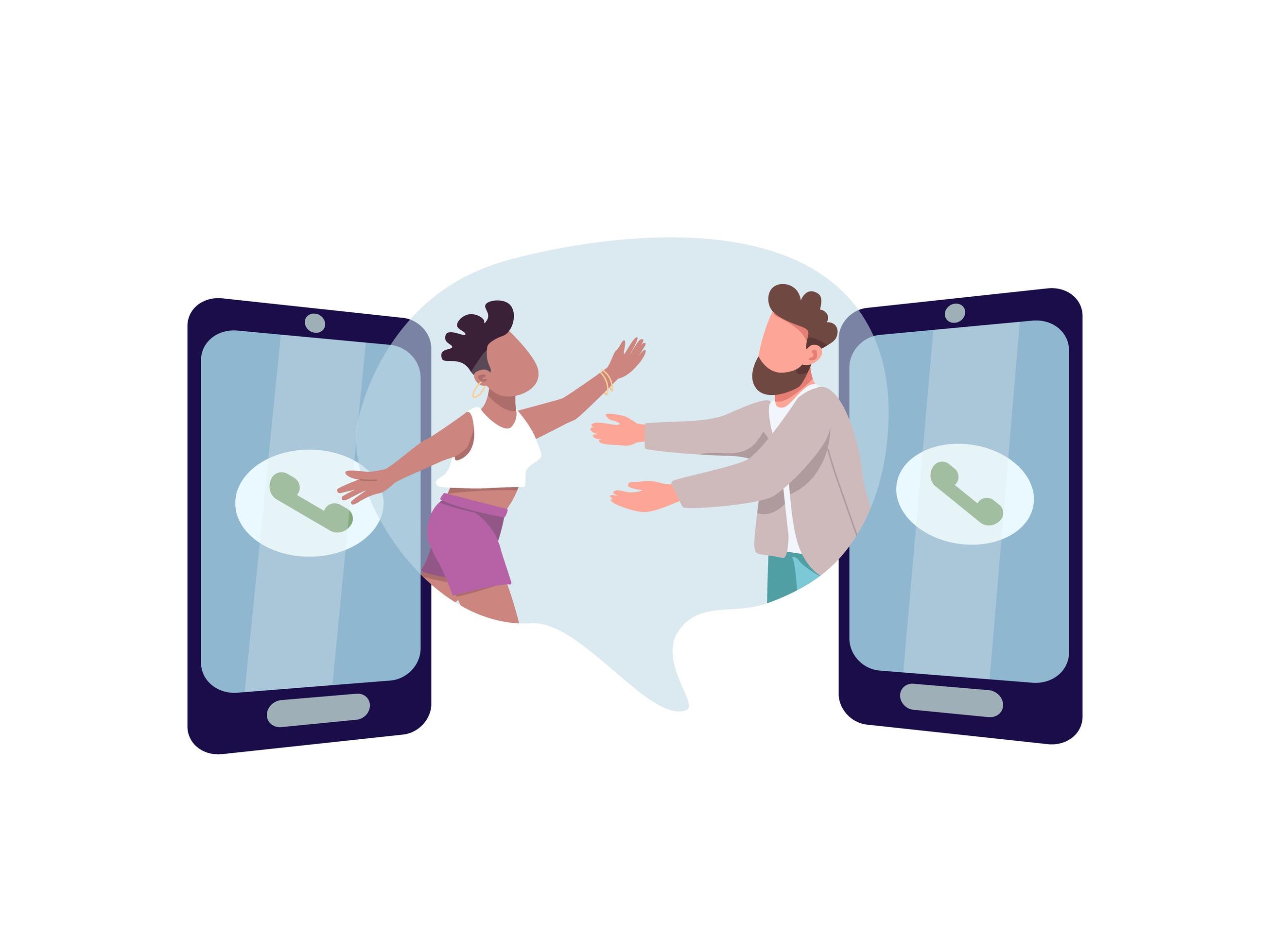 Man and woman hugging through phones 1779888 Vector Art at Vecteezy