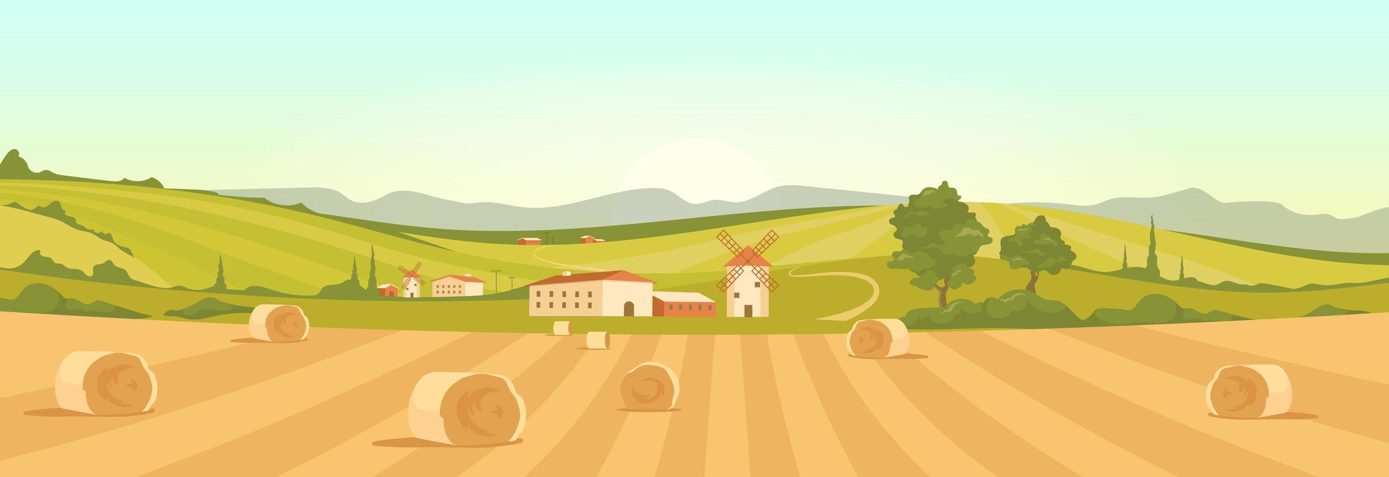 Farm in countryside landscape vector