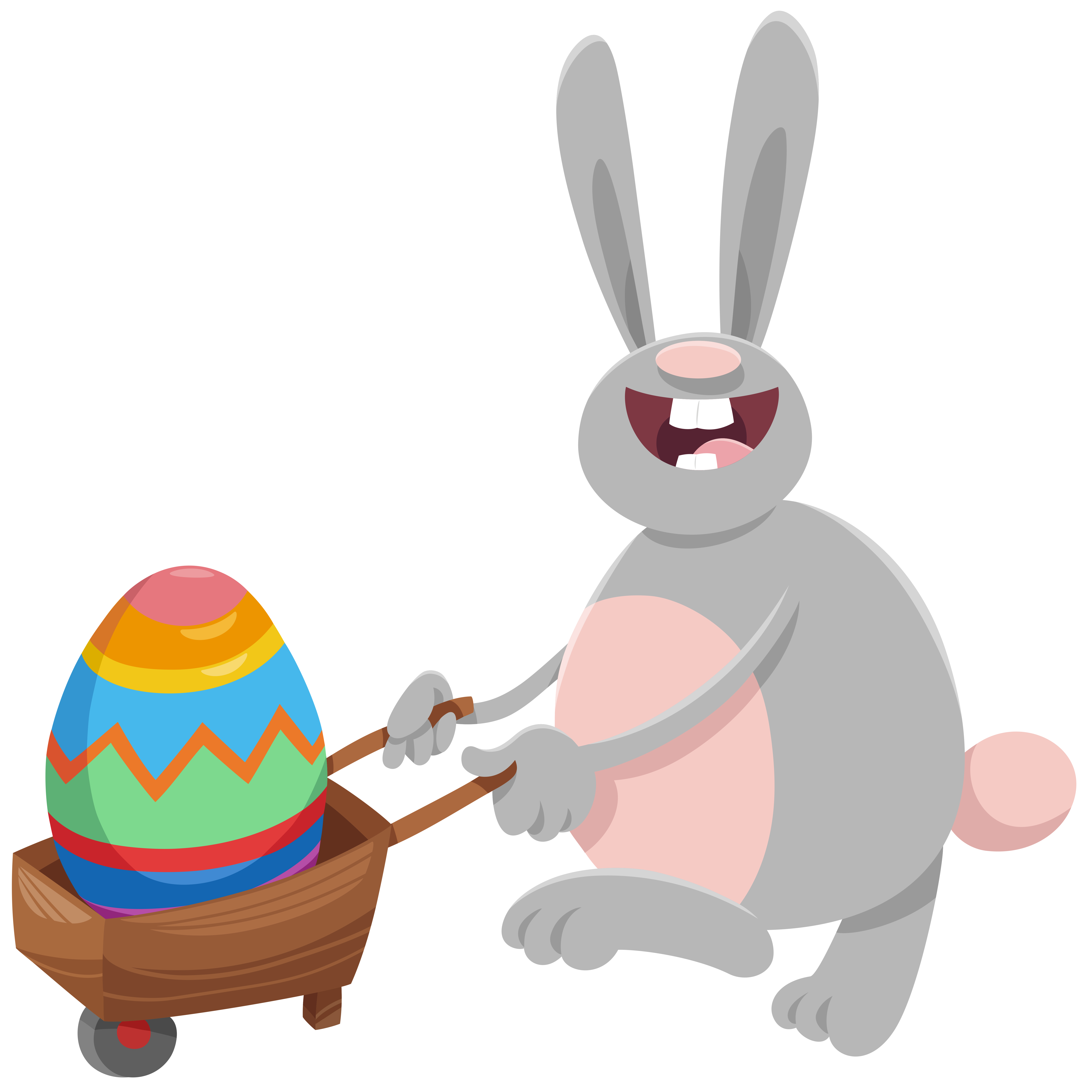 Cartoon Easter bunny with big egg on wheelbarrow 1779907 Vector Art at  Vecteezy