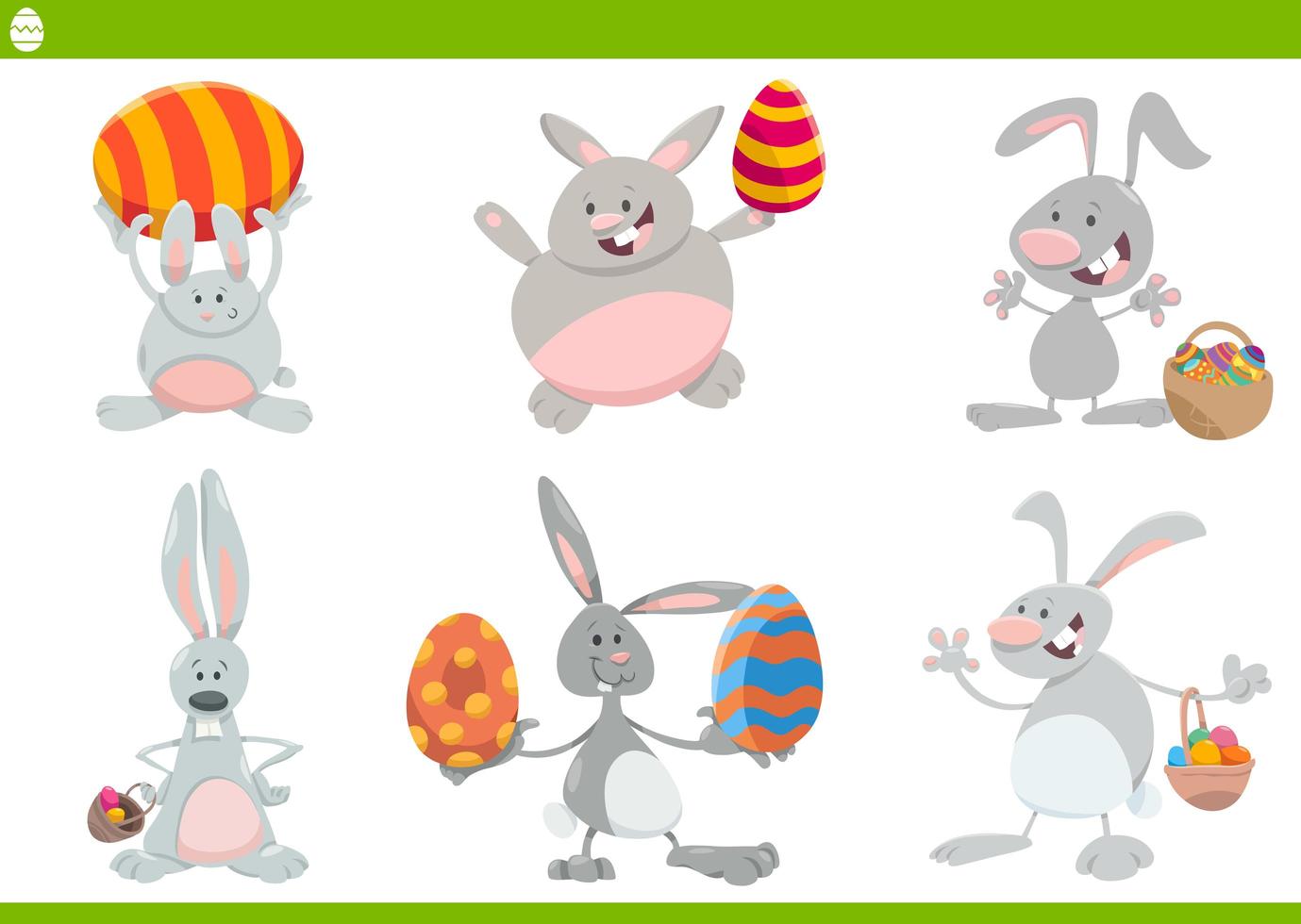 Easter bunnies set cartoon vector