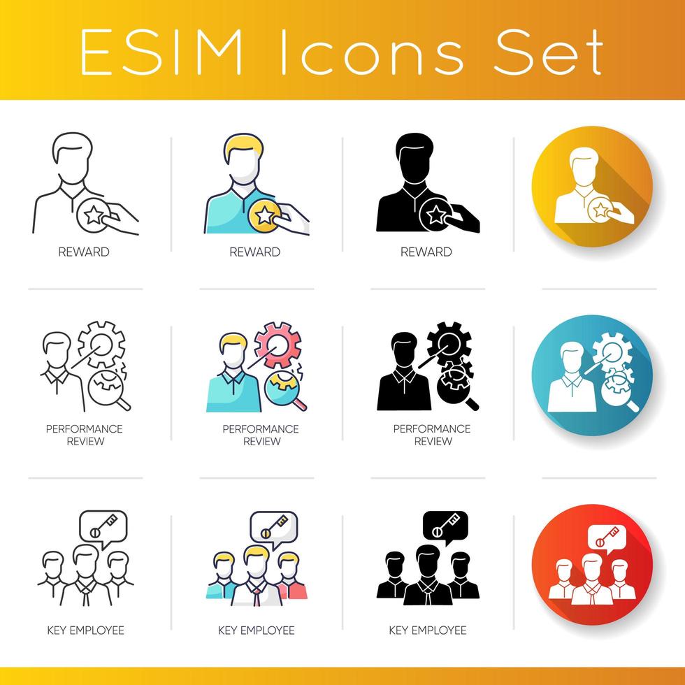 Professional employment icons set. vector