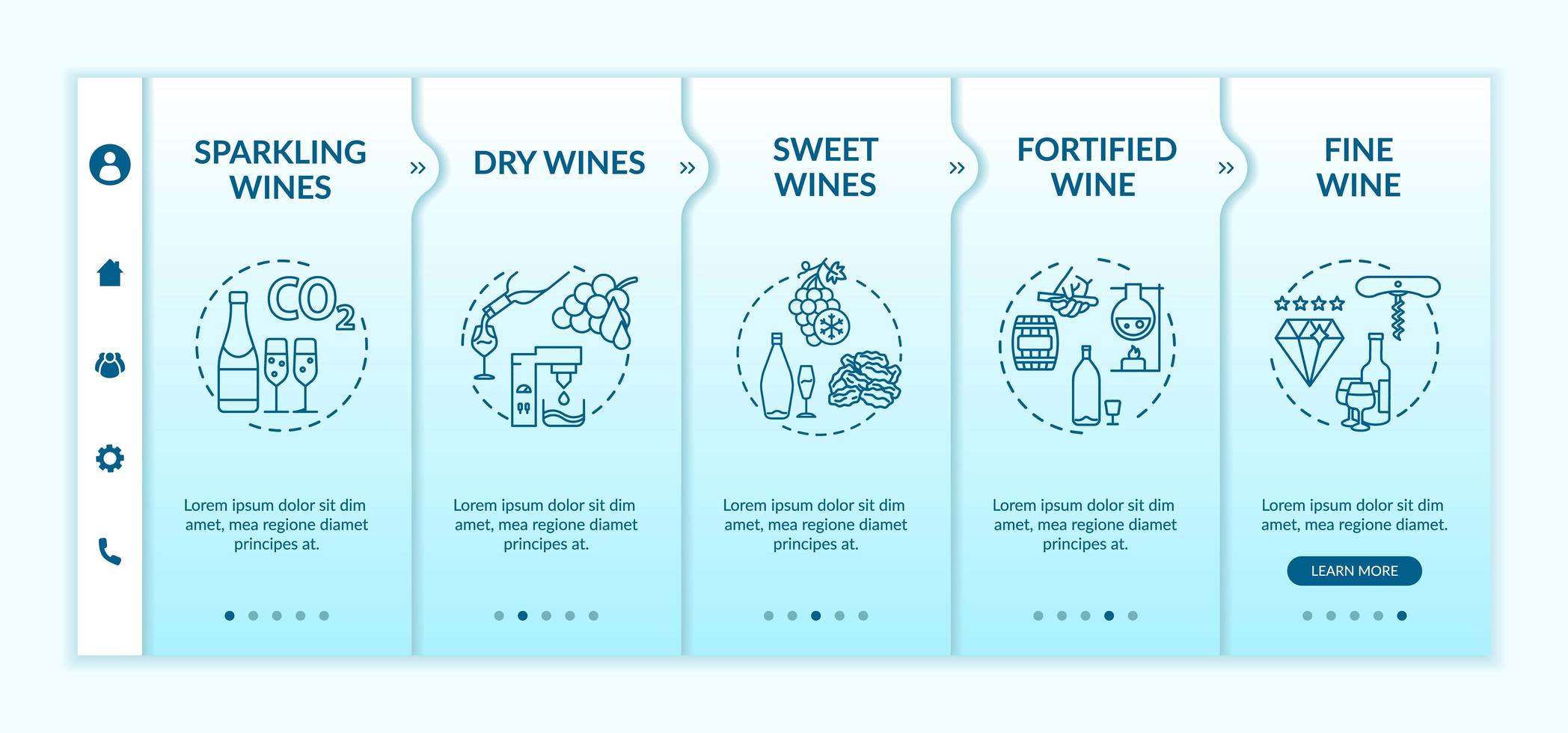 plantilla de incorporación de tipos de vino. vector