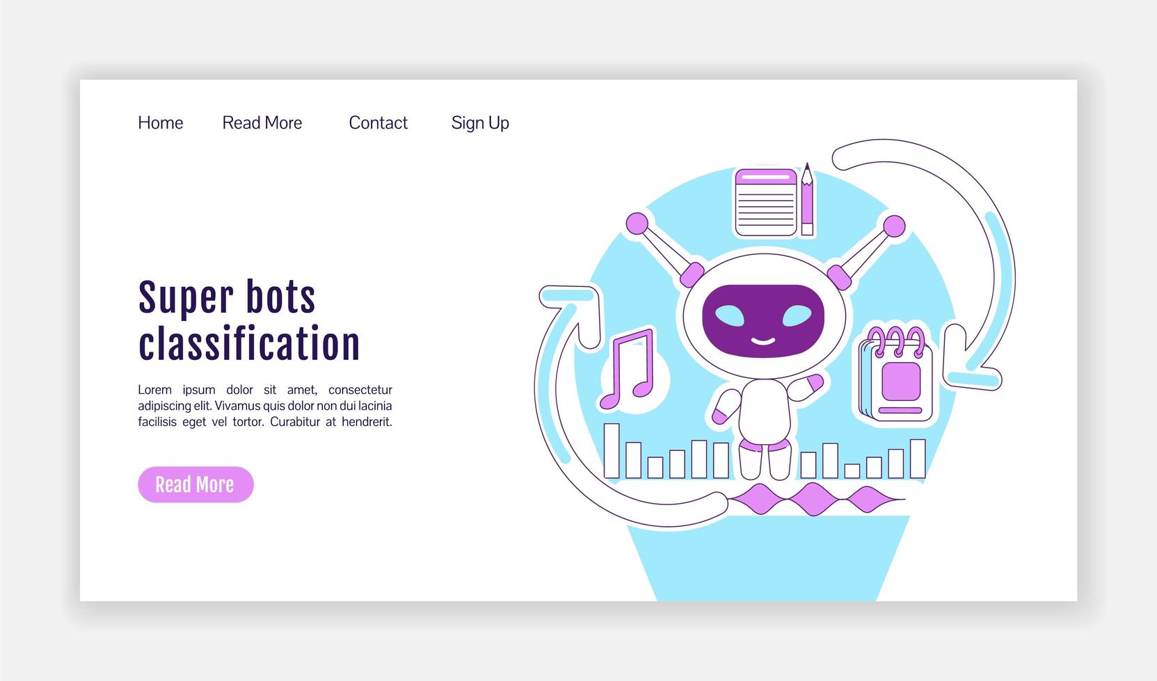 Super bots classification landing page vector
