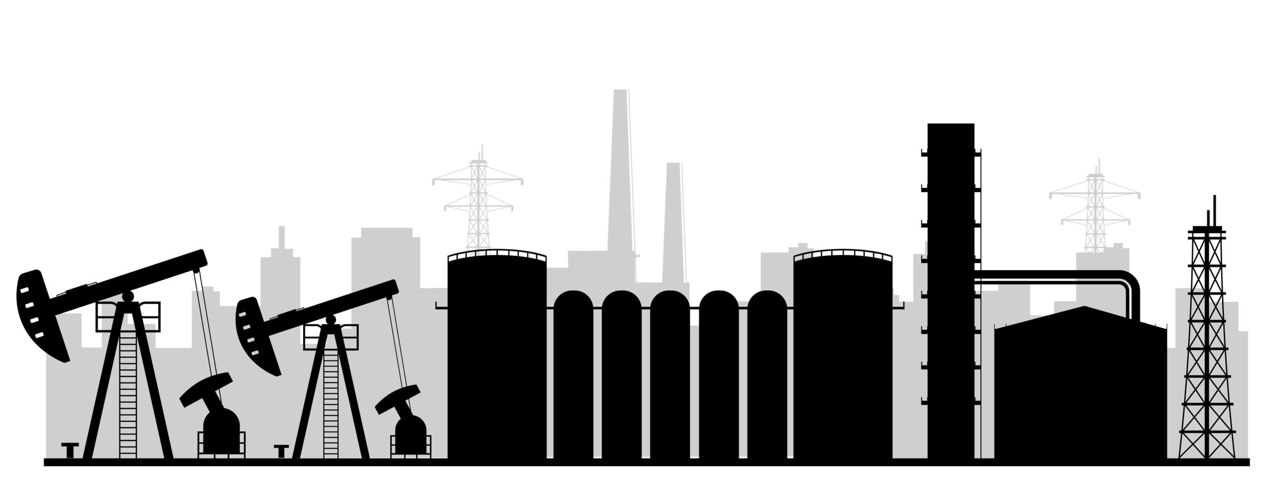 Refinery plant black silhouette vector