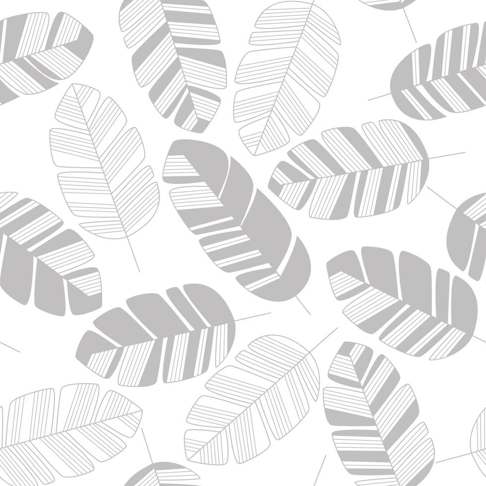 Seamless pattern with gray leaves on white background vector