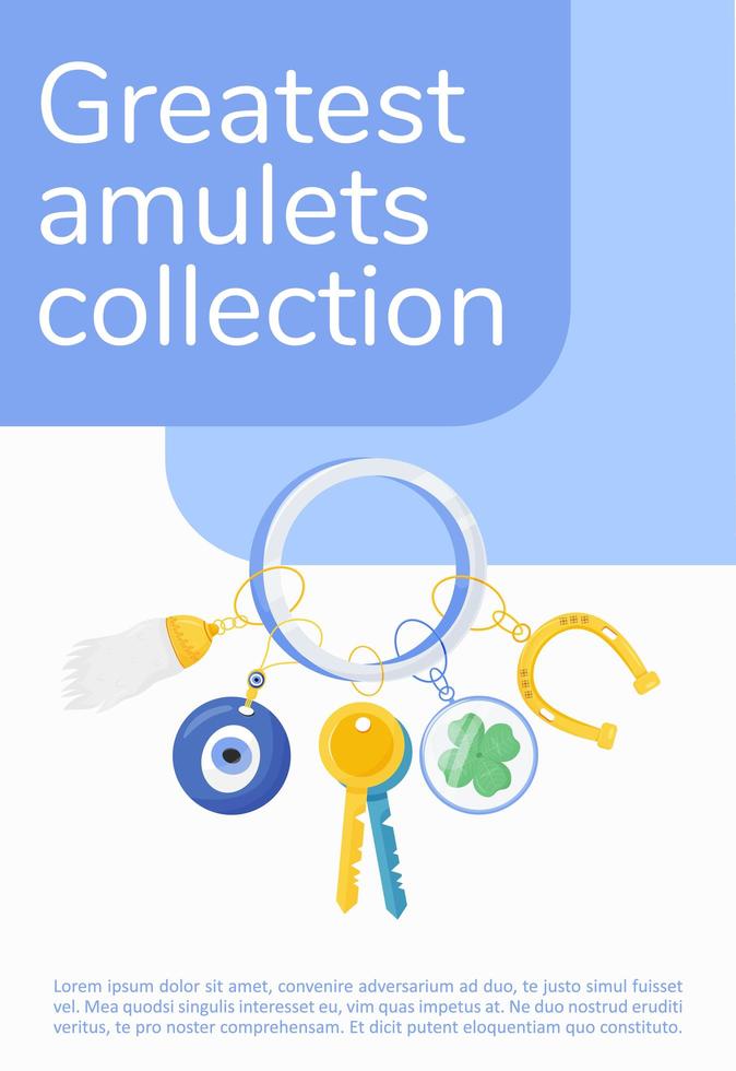 cartel de la colección de amuletos más grande vector