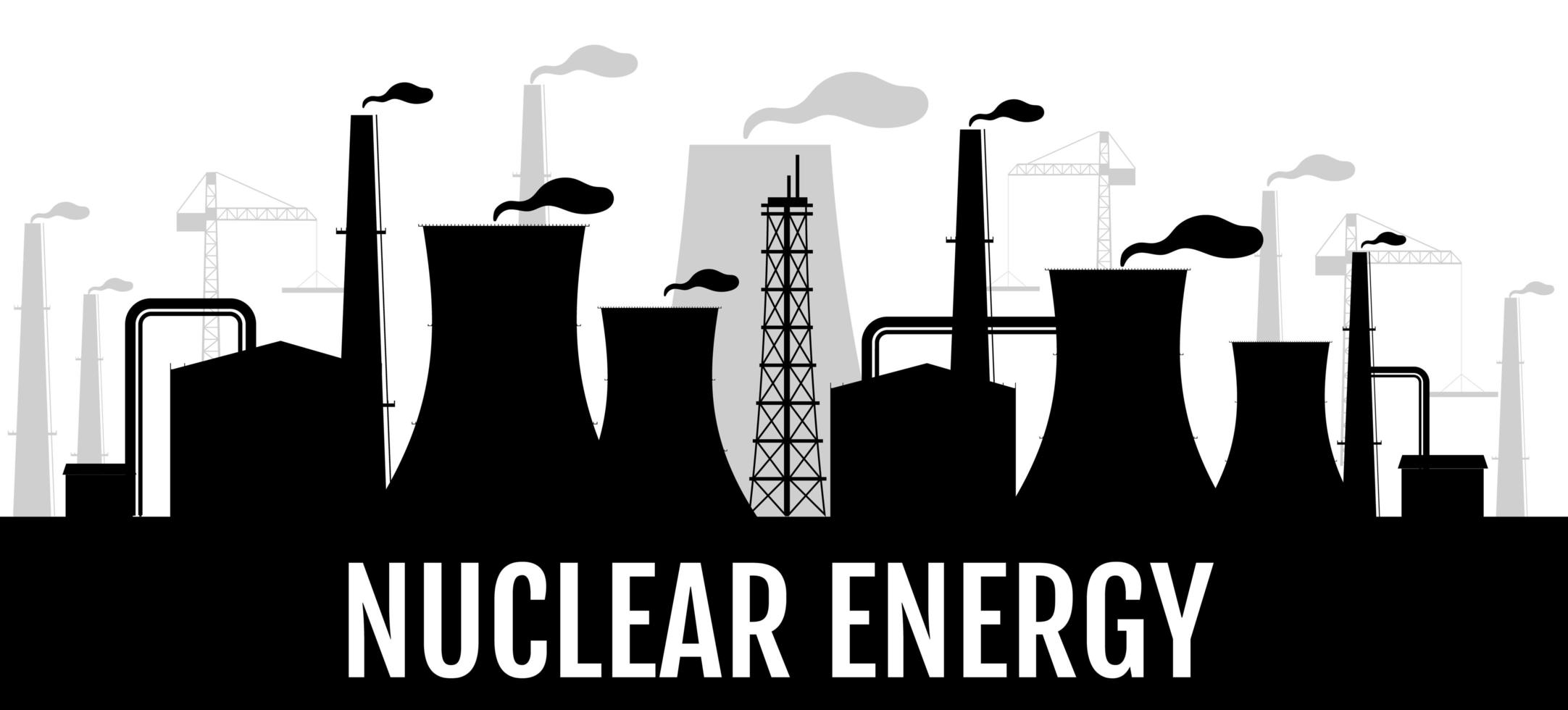 banner de silueta negra de energía nuclear vector