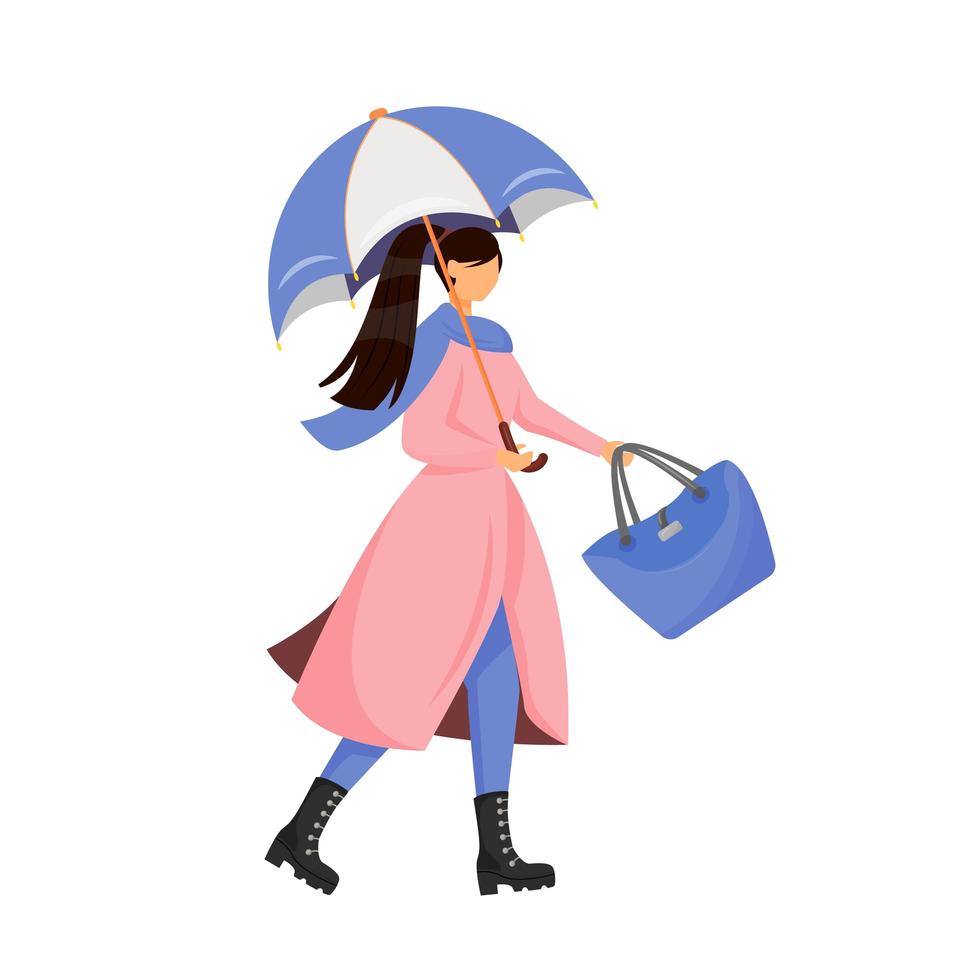 mujer con paraguas vector