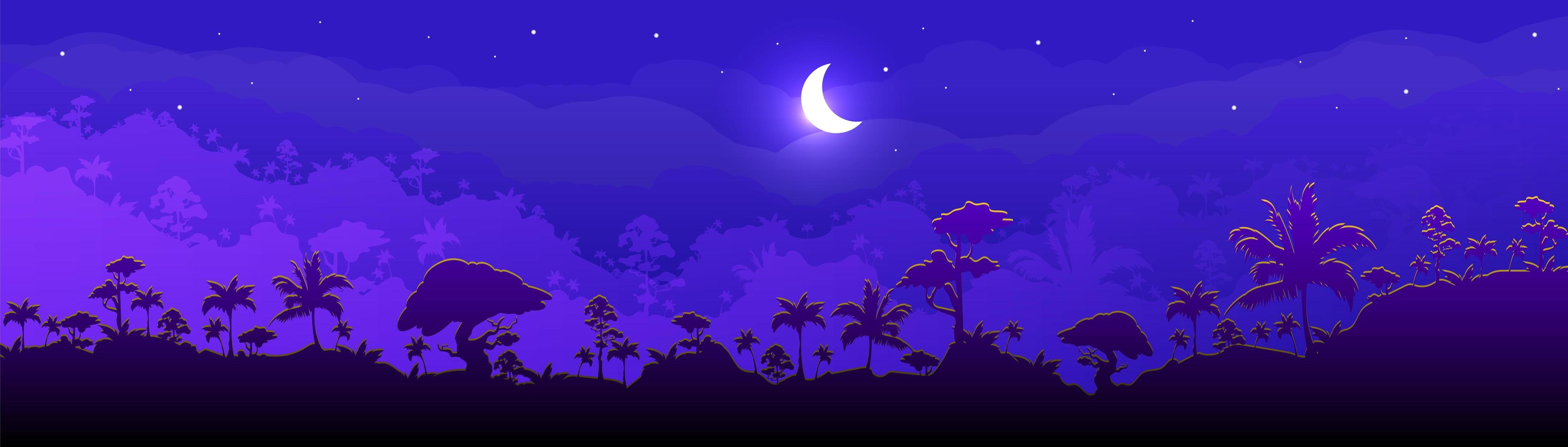 paisaje de bosque nocturno vector