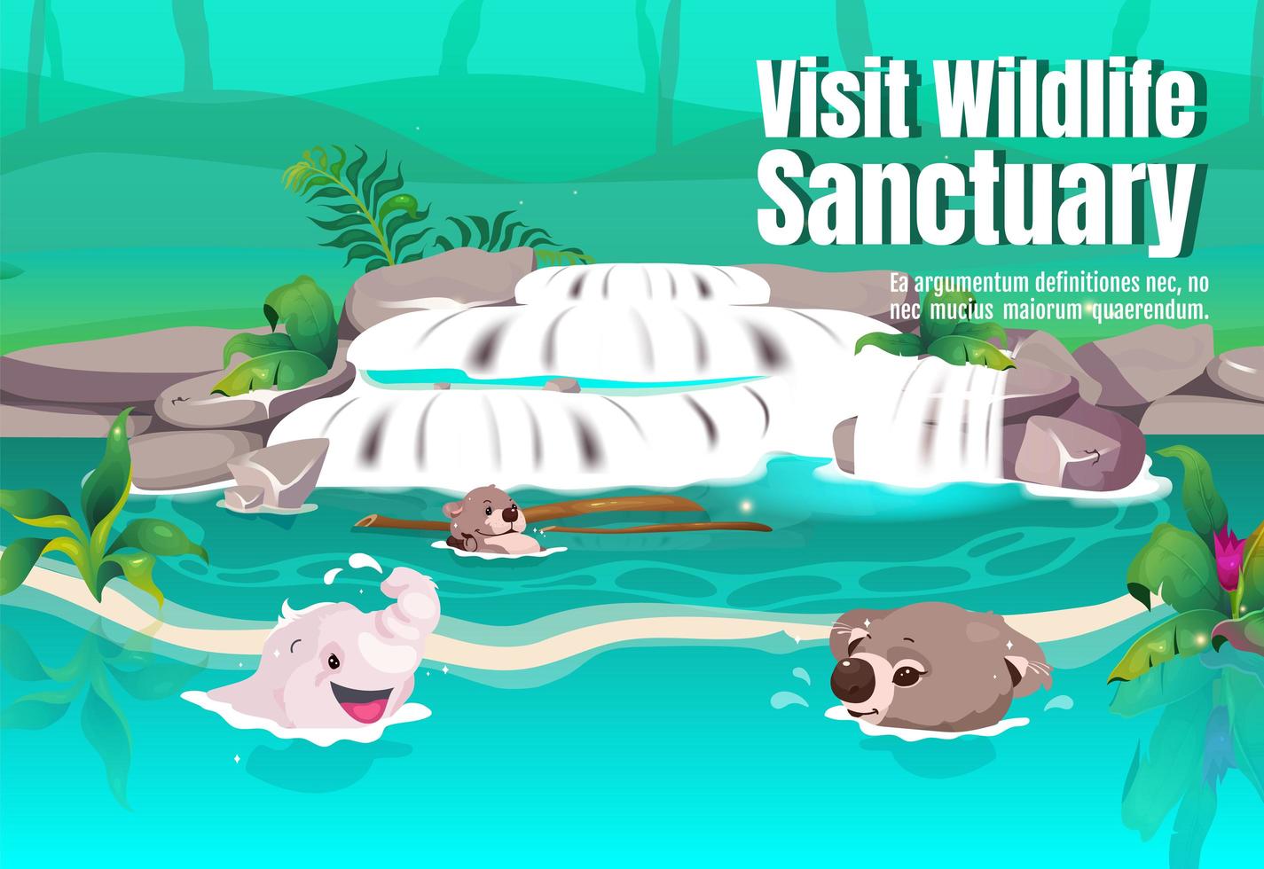 visita el cartel del santuario de vida silvestre vector