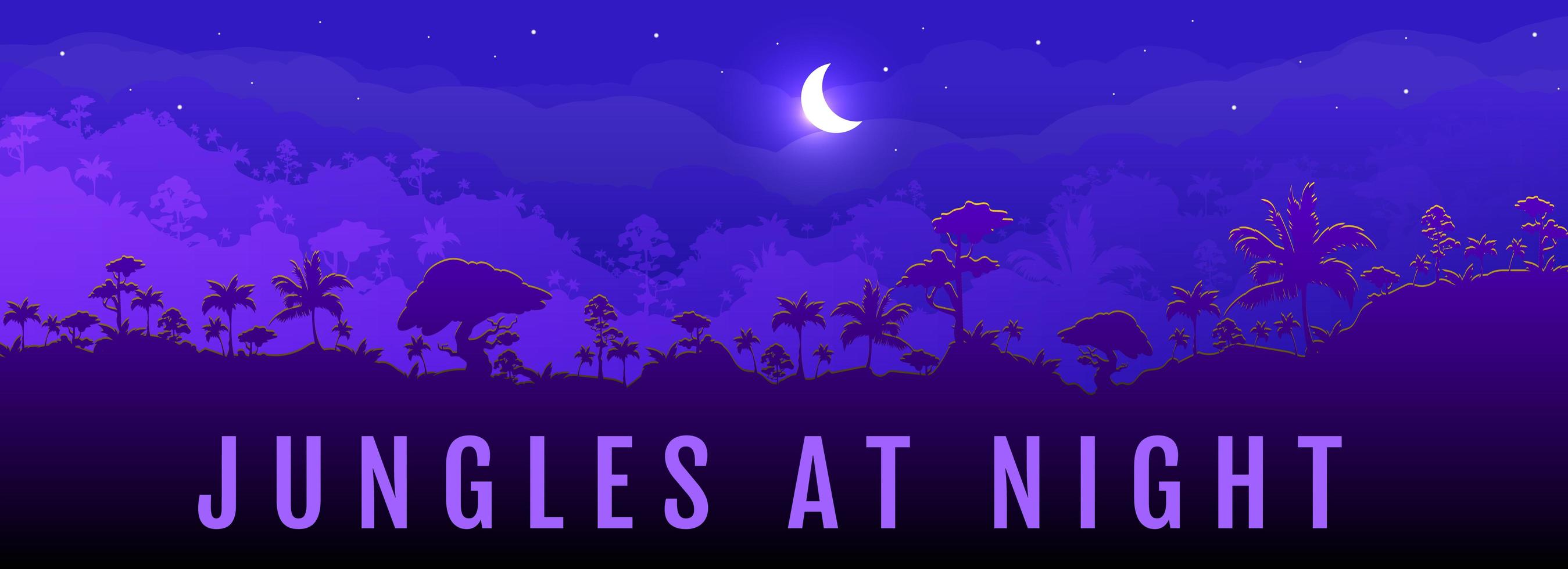 Jungles at night banner vector