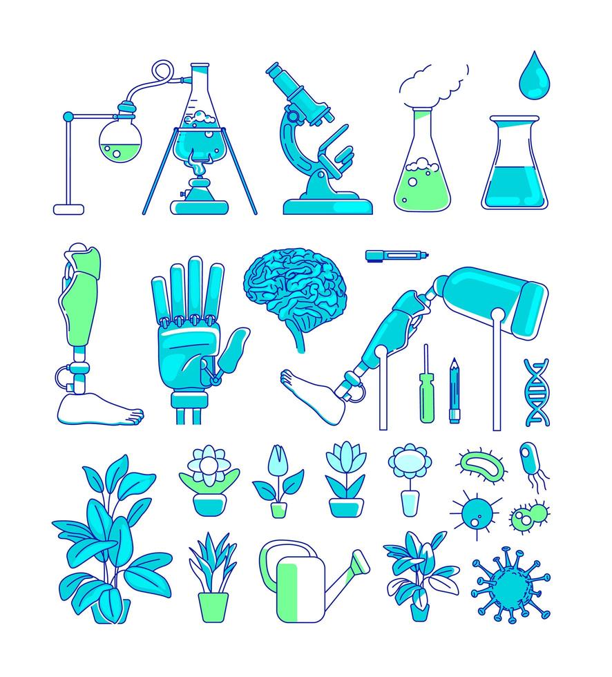 Science experiment objects set vector