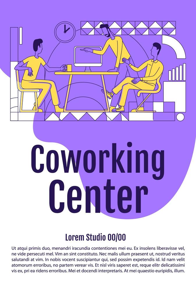 Employees in open office poster vector