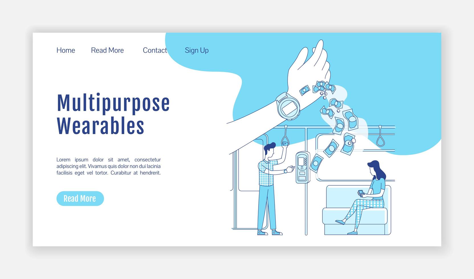 Multipurpose wearable landing page vector