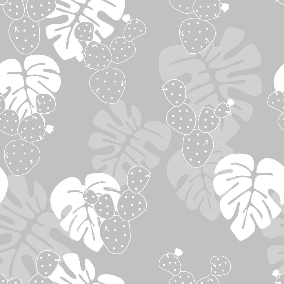 Seamless tropical pattern with monstera palm leaves vector