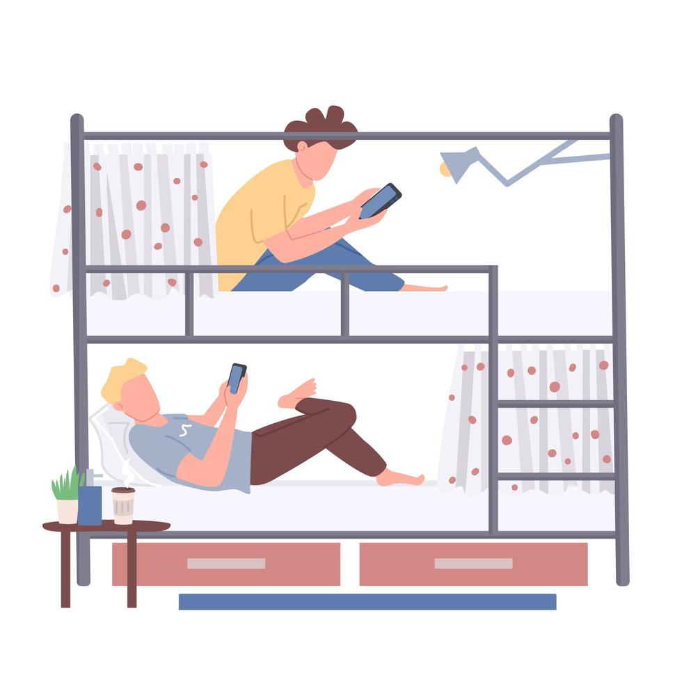 Roommates on bunk beds vector