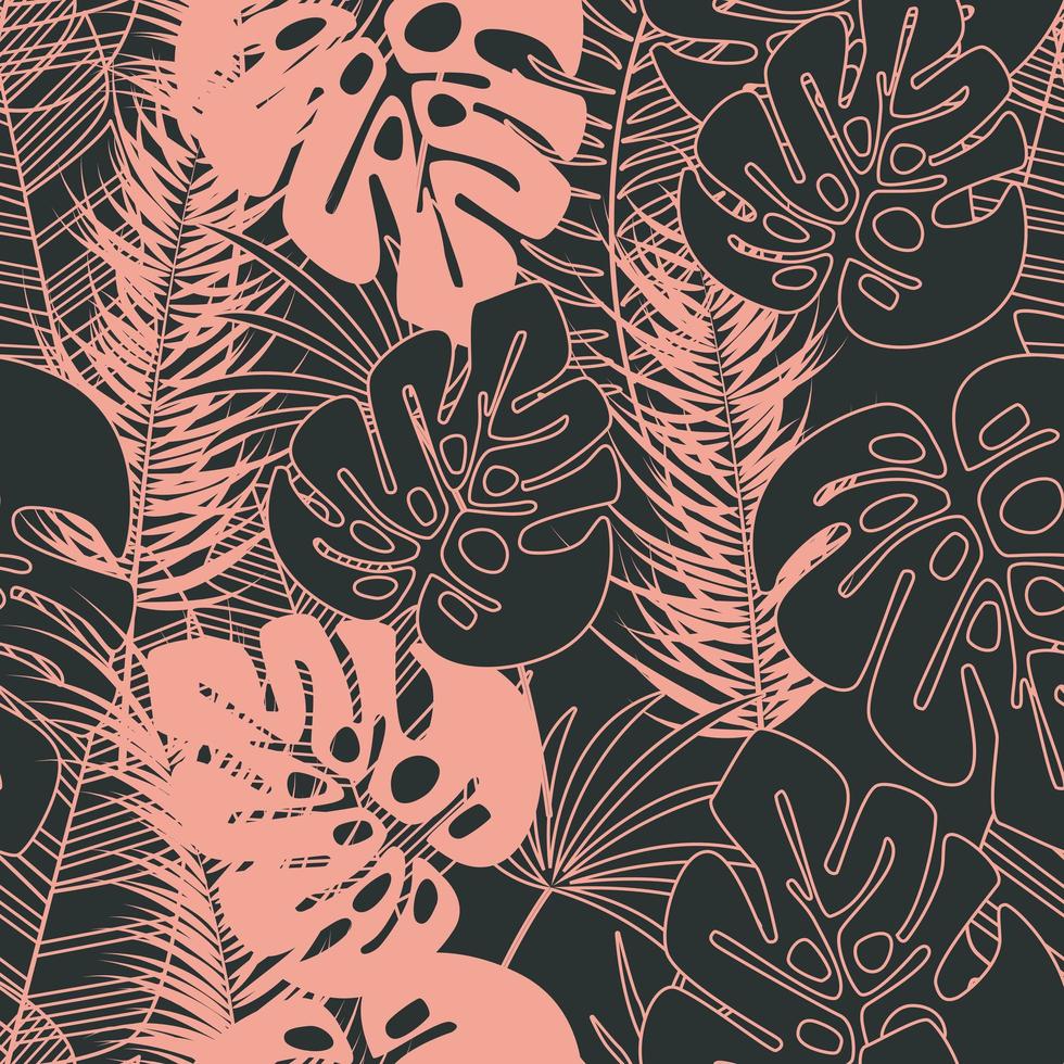 Summer seamless tropical pattern with monstera palm leaves vector