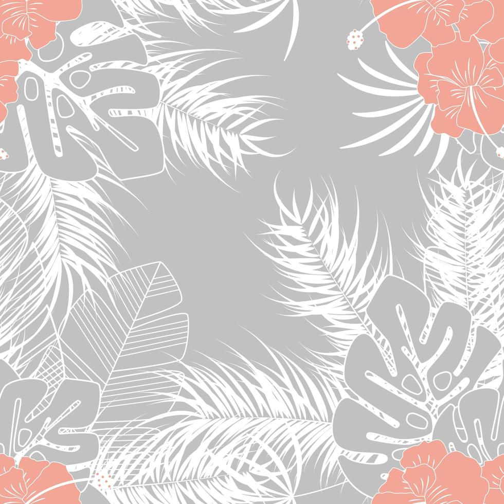 Summer seamless tropical pattern with monstera palm leaves vector