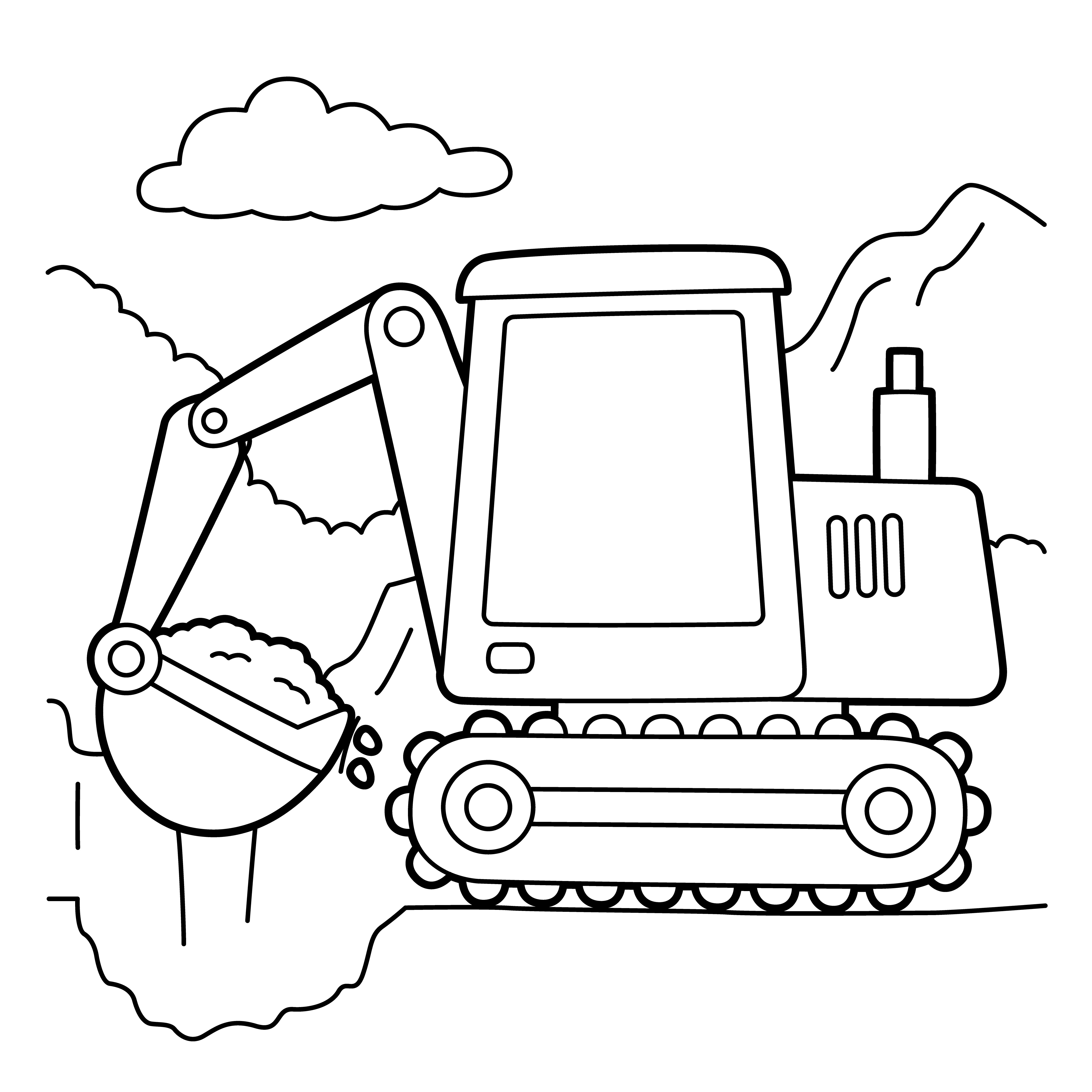 Excavator Coloring Page 20 Vector Art at Vecteezy