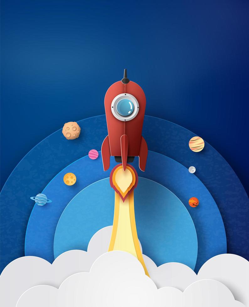 Space rocket launch and galaxy vector