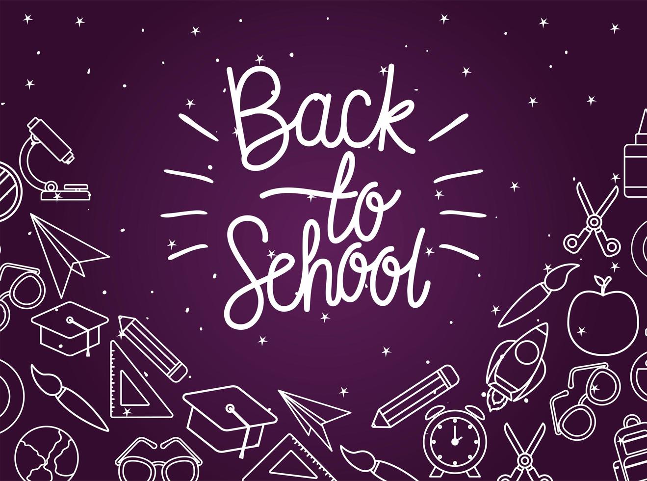 Chalk icon set of back to school board vector