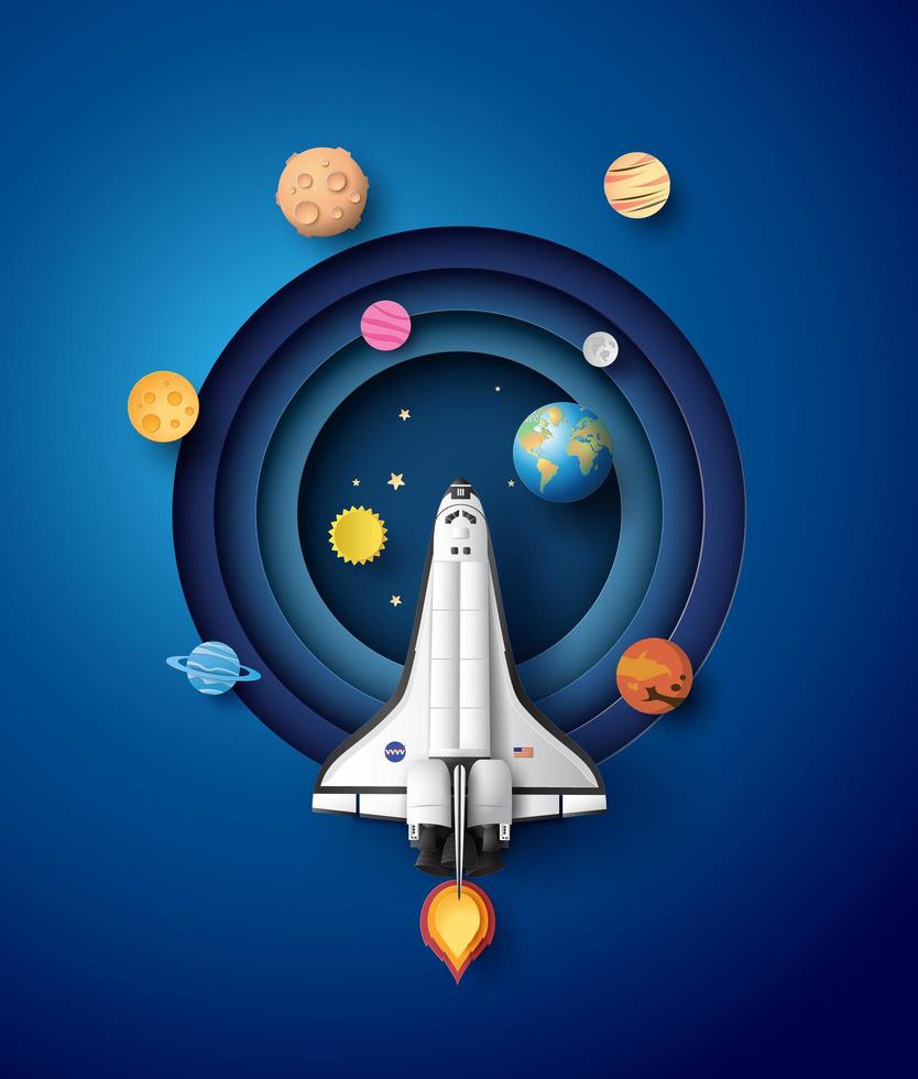 Space rocket launch and galaxy . vector