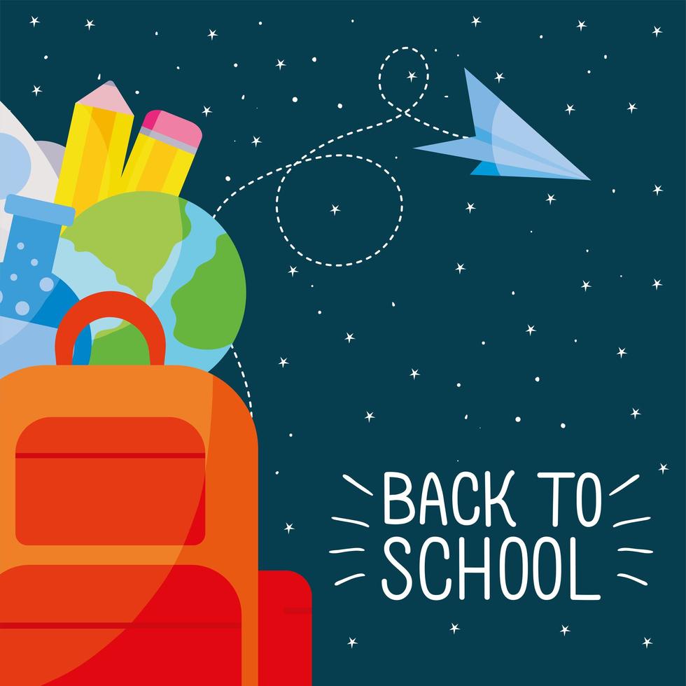 Bag with paper plane and icon set vector