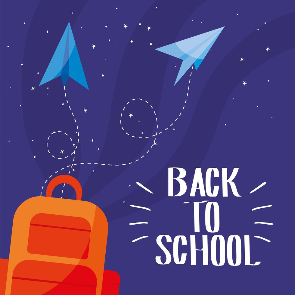 Bag with paper planes of back to school vector