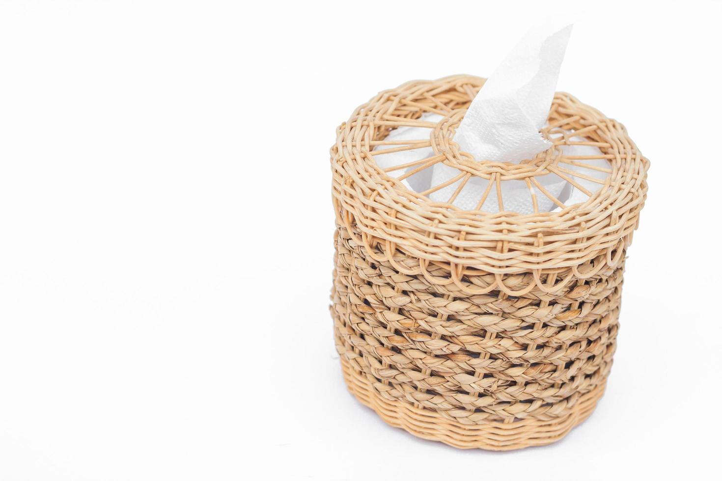 Woven tissue box on a white background photo