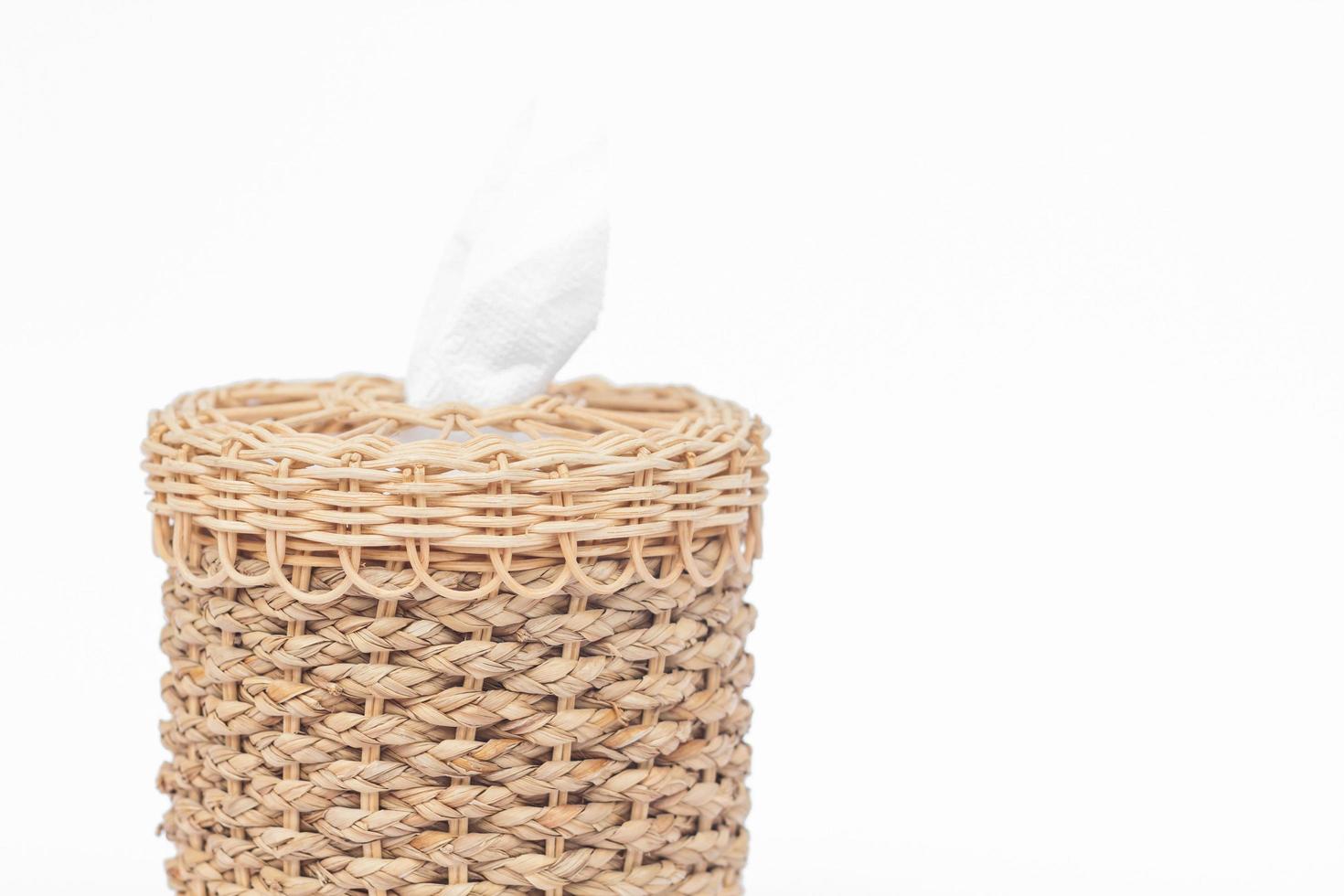Top of a woven tissue box photo