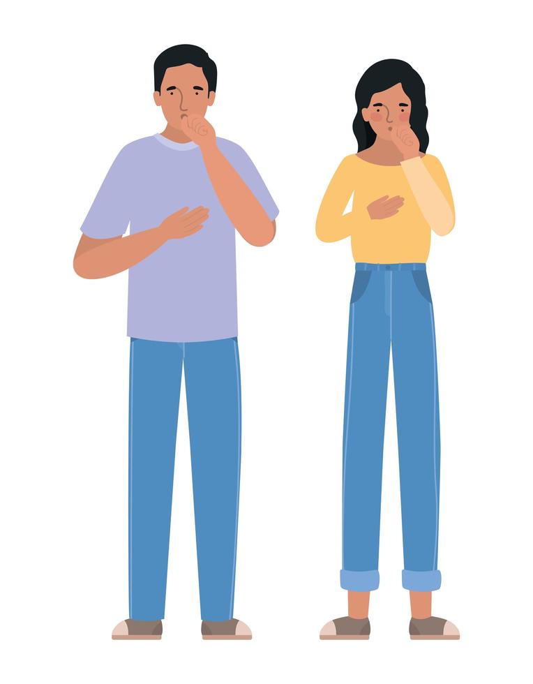 avatar hombre y mujer con diseño de tos seca vector