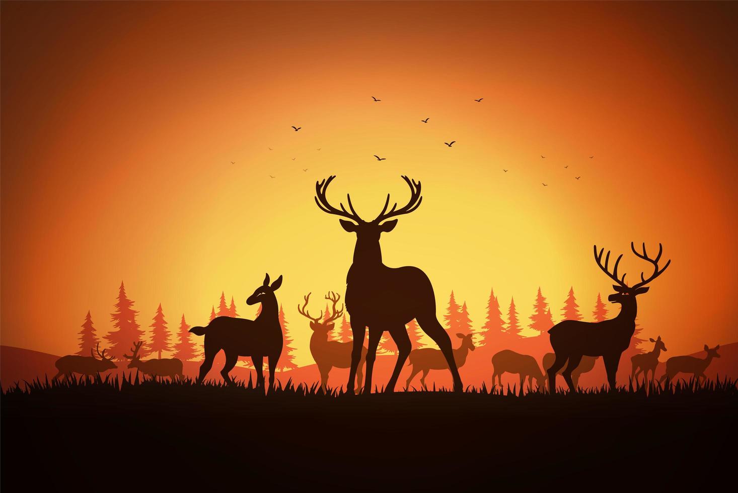 deer at the field vector