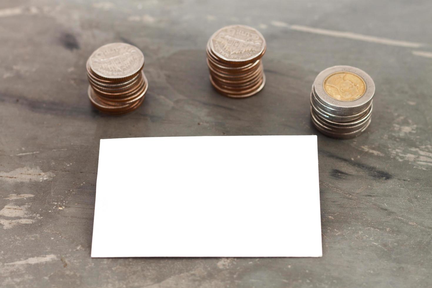 Blank card with coins photo