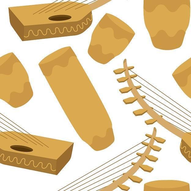 African Traditional Musical Instruments Seamless Pattern vector
