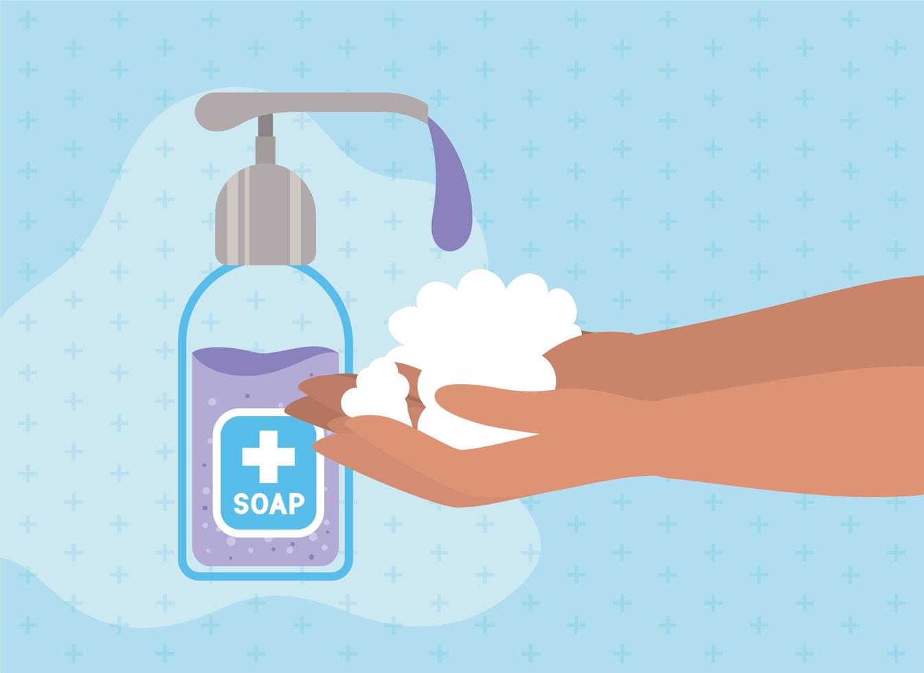 Hands washing with soap dispenser design vector