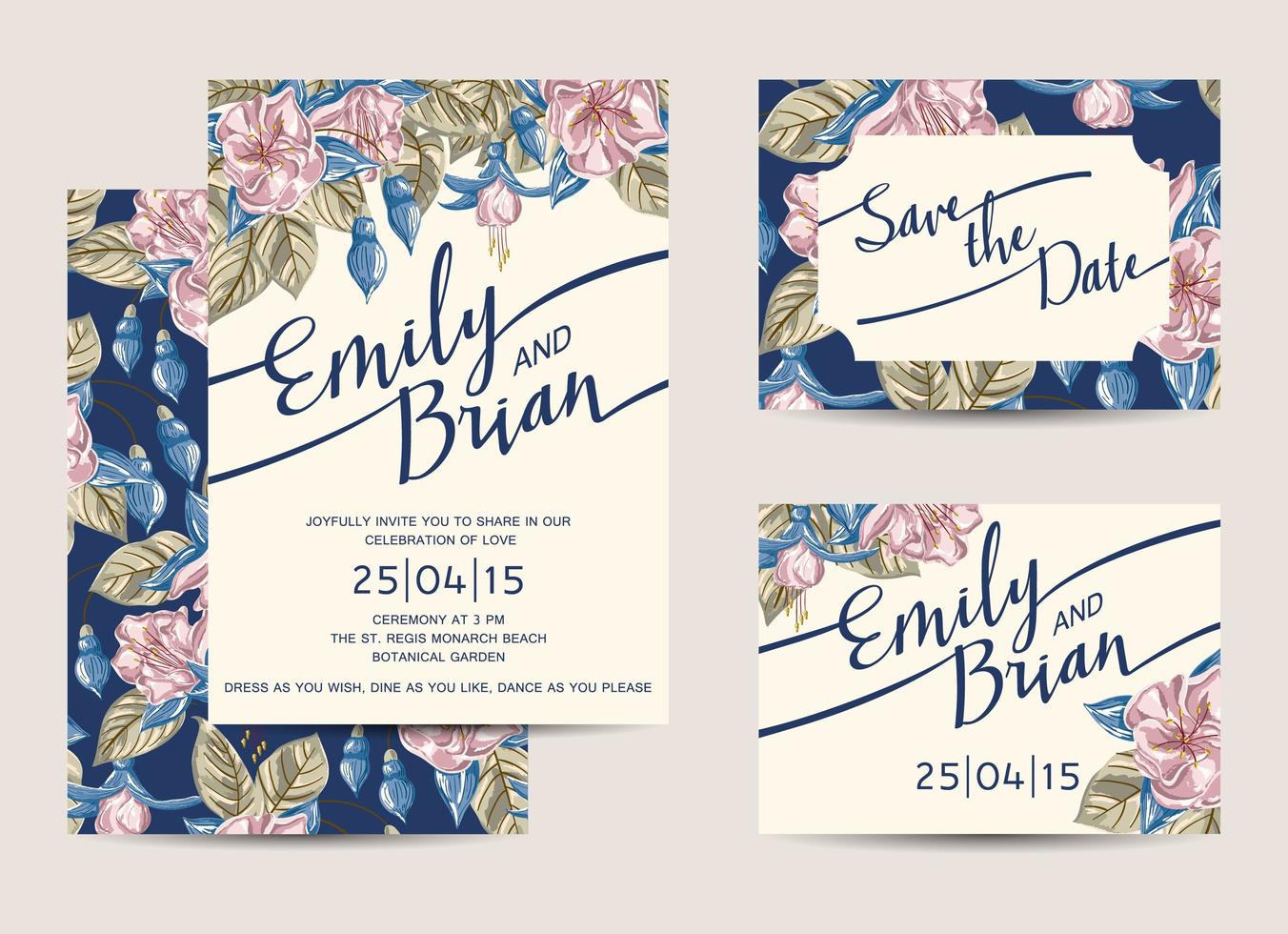 plantilla de invitaciones de boda vector