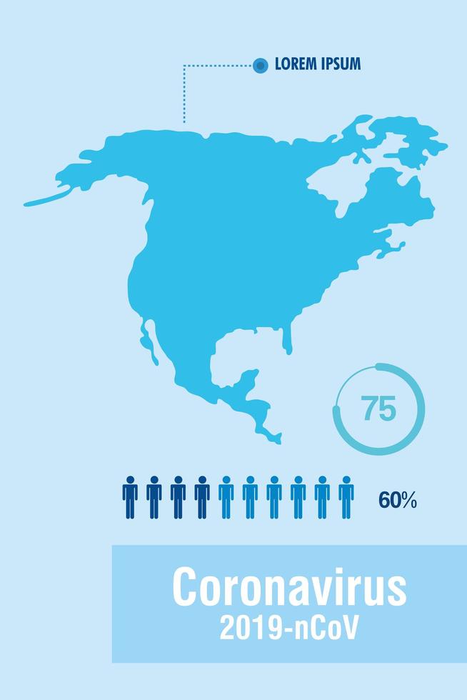 banner de prevención de coronavirus con mapa vector