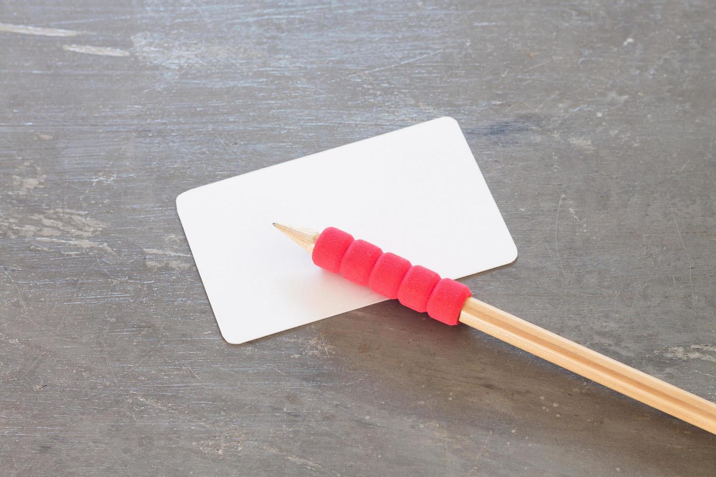 Name card with a pencil photo