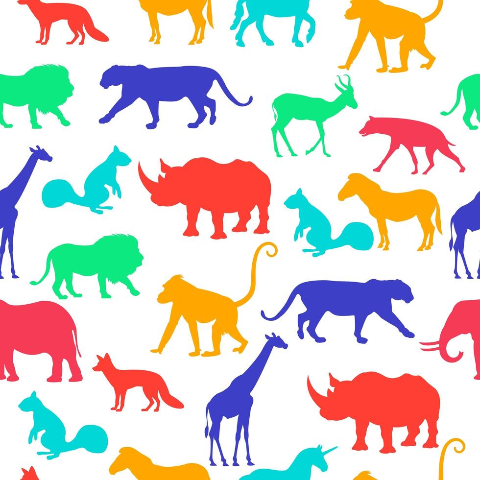 Wild Animals Silhouette Vector Repeat Seamless Background Pattern