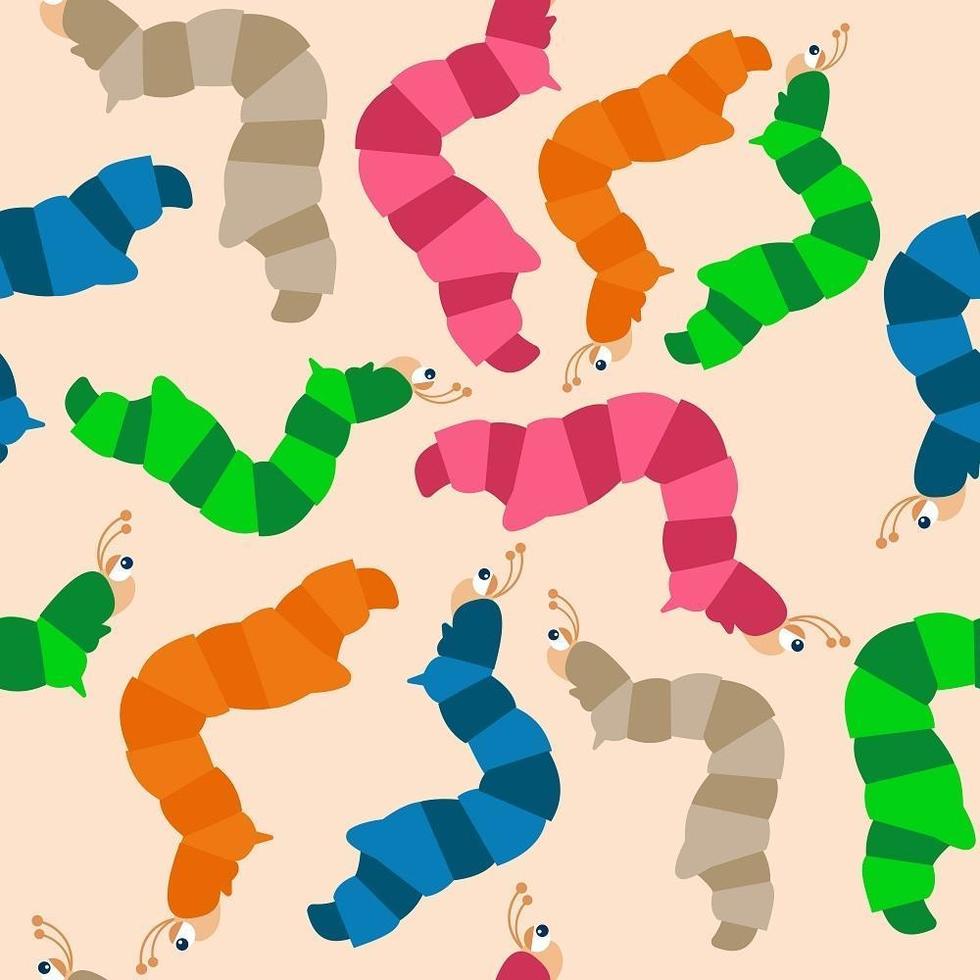 Seamless Pattern of multicolor Cartoon Caterpillars vector