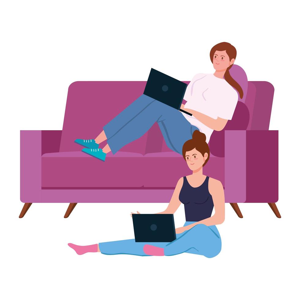 Women working from home vector