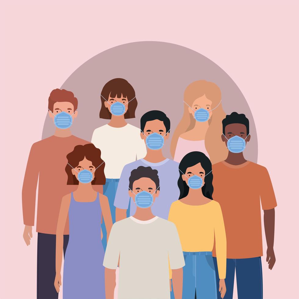 Men and women with masks design vector