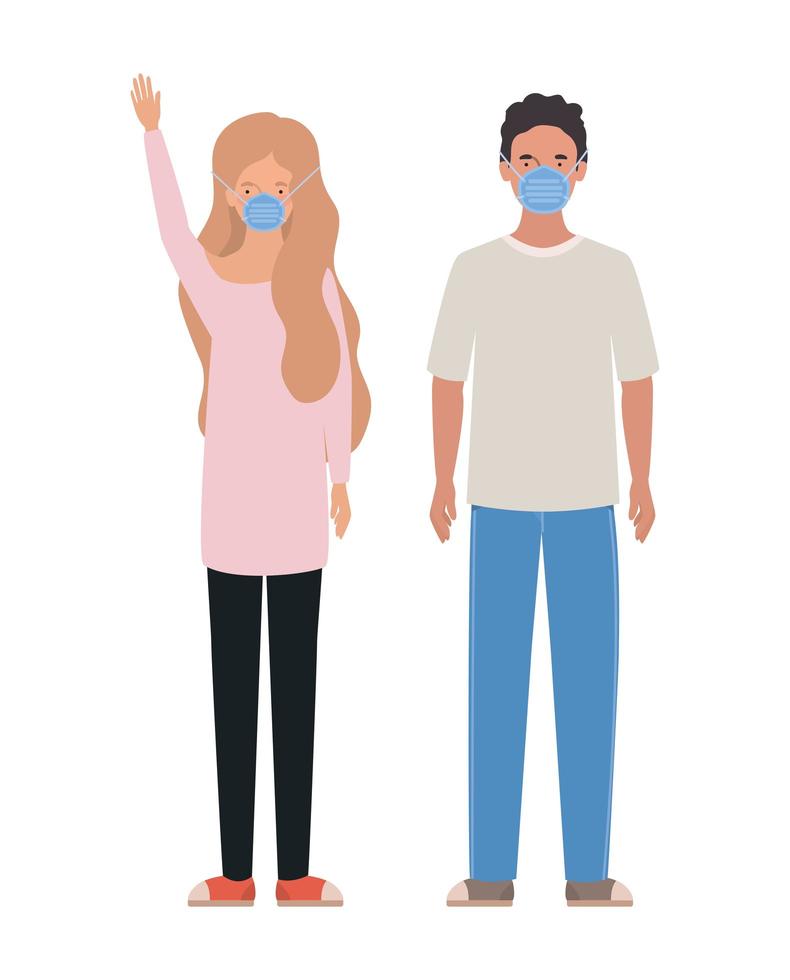 Man and woman with masks design vector