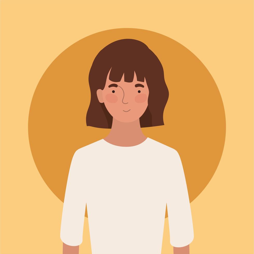 avatar mujer con diseño de camiseta blanca vector