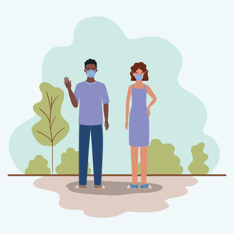 Man and woman with masks design vector